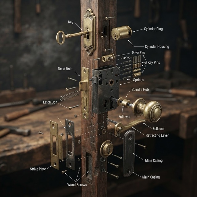 Close-up of a lock cylinder during pick training